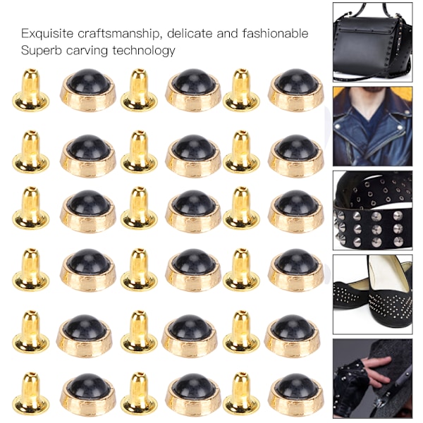 100 set färgade kristallnitar 8MM DIY zinklegeringsdekorationsspikar för bagage kläder skorSvart