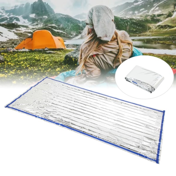 Överlevnadsfilt Vattentät Fällbar Termisk Nödfilt för Utomhuscamping Vandring Silver 200x100cm
