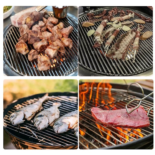 Eldstartarkanaler Integrerade i Kraftigt Kolgaller för Klotgrill, Enkel Montering Rostfritt Stål Grillgaller Säkerställer Aldrig