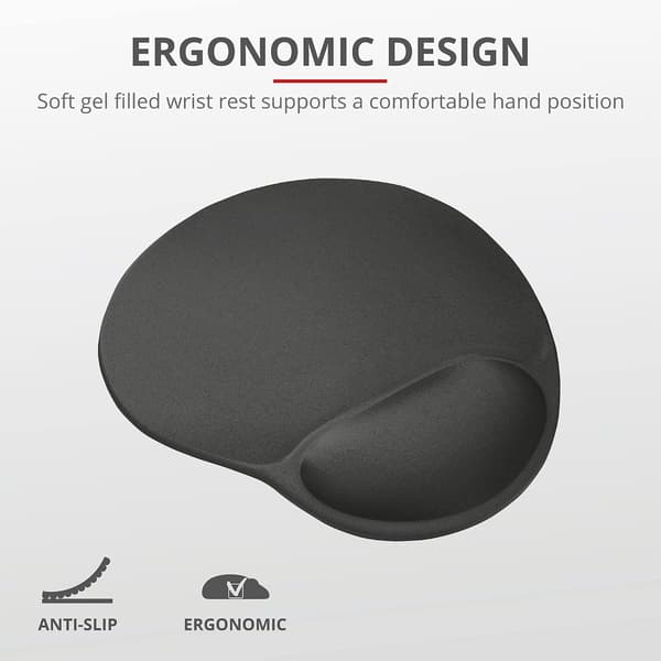 Musematte, ergonomisk, med gel håndleddsstøtte, sklisikker base, mikrofiber