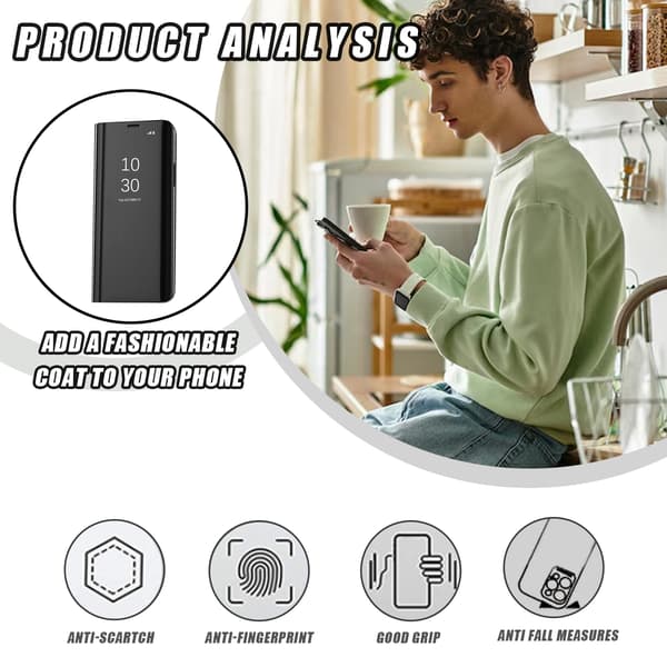 Til iPhone 15 Plus - Telefoncover - Sort Stående Spejlholder