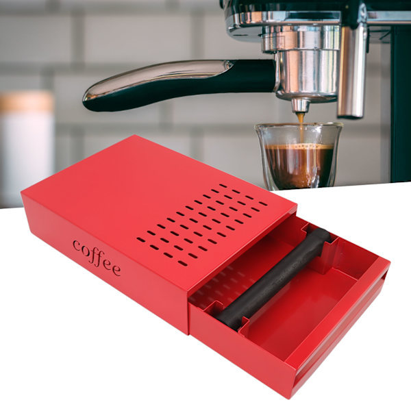 Kaffe Knock Box Låda Rostfritt Stål Tjockad Kaffe Rester Pulverlåda för Hushåll Butik Röd