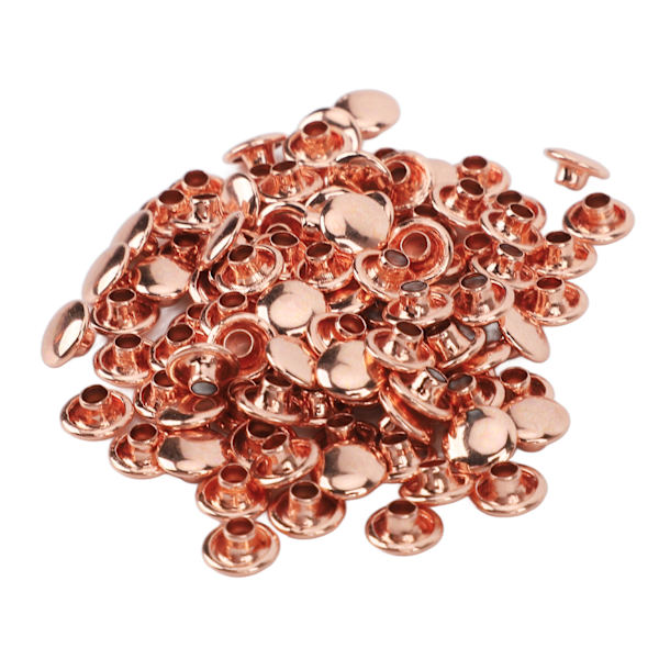 100 set metallnitar rosguld stark glans hög hårdhet metall lädernitar för DIY läderhantverk bälten 7x8mm