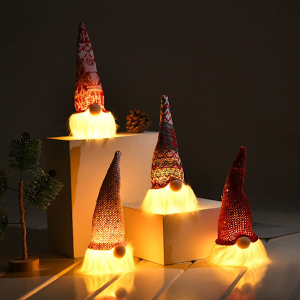 Gnome Figurer Juldekoration, Ljusande Julgnom Liten, Juldekoration Figurer Gnom med Upplyst LED, Gnom Sverige Jul