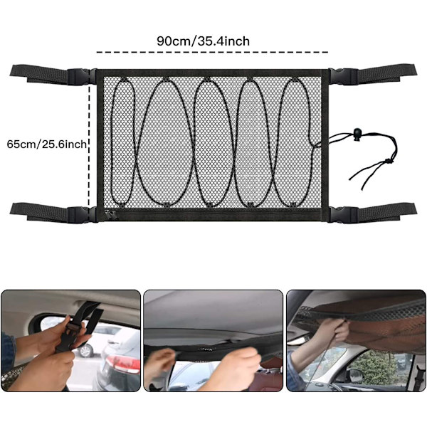 Bagage nät bil för förvaring, pappersnäsduk låda bil nät bil tak bagage nät lock bagage nät bil tak tak universell nätväska för bilar fyra tak