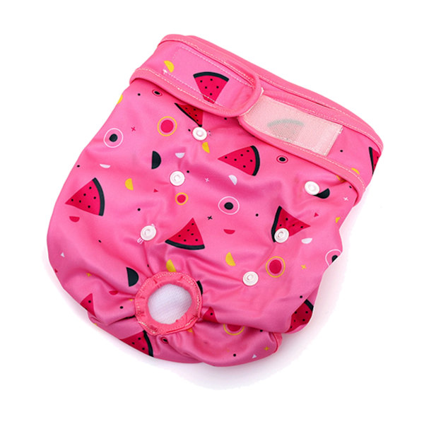 Fysiologiska byxor för husdjur, andningsbara, läcksäkra, justerbara, tvättbara hundskyddsbyxor för hemmet, utomhus, rosa vattenmelonlook XS