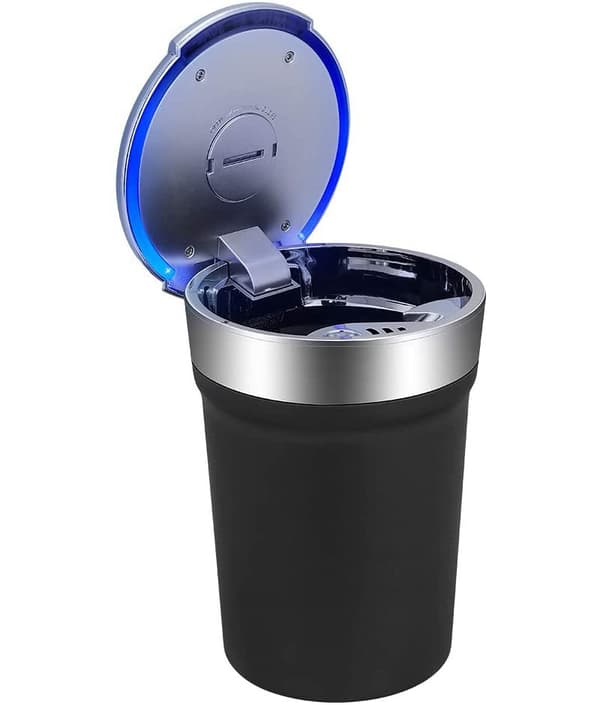 Cool Blue Light Røgspreder, Rustfrit Stål Røgfrit Askebæger til Røgfri Miljøer