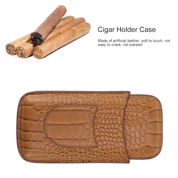 Cigarhållare i konstläder, bärbar, hållbar, elegant, 3-fingers cigarrlåda för resor, utomhus, affärer 76
