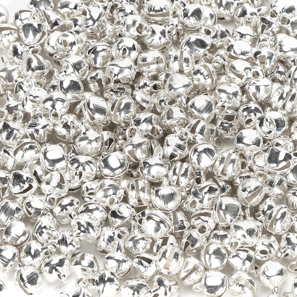 300 st små klockor i järnmaterial silver minihänge smycken hantverkstillbehör 6 mm