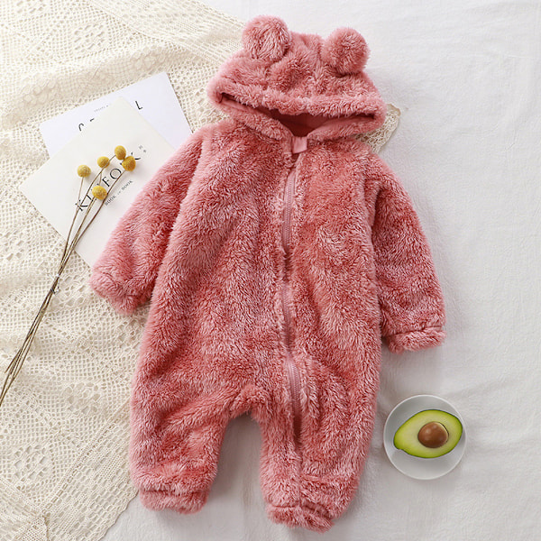 Newborn Baby Jumpsuit Hooded Fleece Rompers Långärmad Onesies