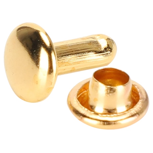 200 st dubbelrunda nitar fästelement läder skor väska kläder tillbehör imitation guld 6 x 8mm dubbelrunda nitar