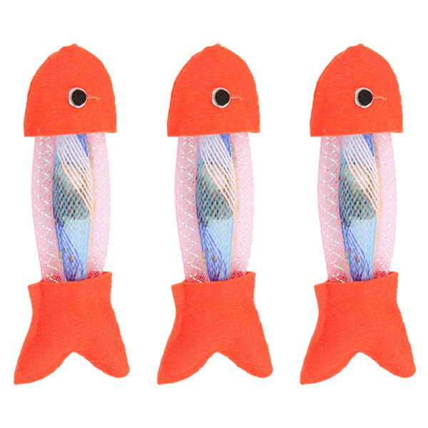 3st Fiskformad kattleksak interaktiv leksak skrynklig träleksak