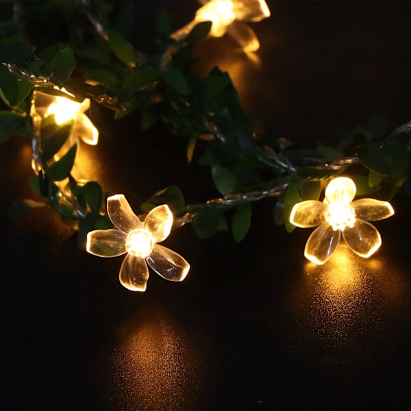 10LED Konstgjord Grön Blad Girlang Ljusslinga Hem Dekoration Ljusslinga Varm Vit Ljus för Hem Kök Trädgård Bröllop Vägg