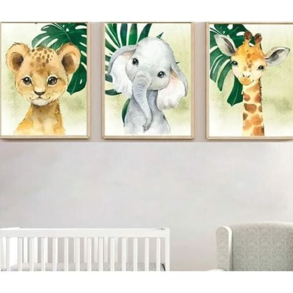 Canvas Wall Art - Coola djurtryck inramade väggdekor