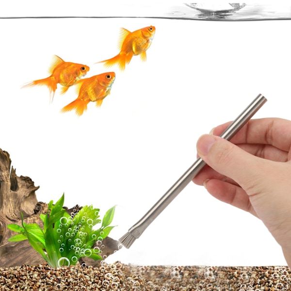 Borstborste Borste Akvarium Rostfritt Stål Fisk Tank Rengöringsborste för Algavlägsnande