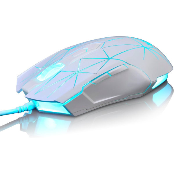 RGB Gaming Mus, Programmerbar 7 Knappar, Ergonomisk LED-Bakgrundsbelyst USB Gamer Möss Dator Laptop PC, för Windows Mac OS Linux, Star White$Gaming Möss