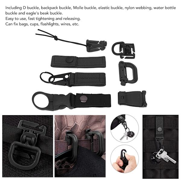 30 st Molle-fästen D-spänne Ryggsäcks spänne Nylonband Ryggsäckstillbehör för picknick Camping Resor Svart