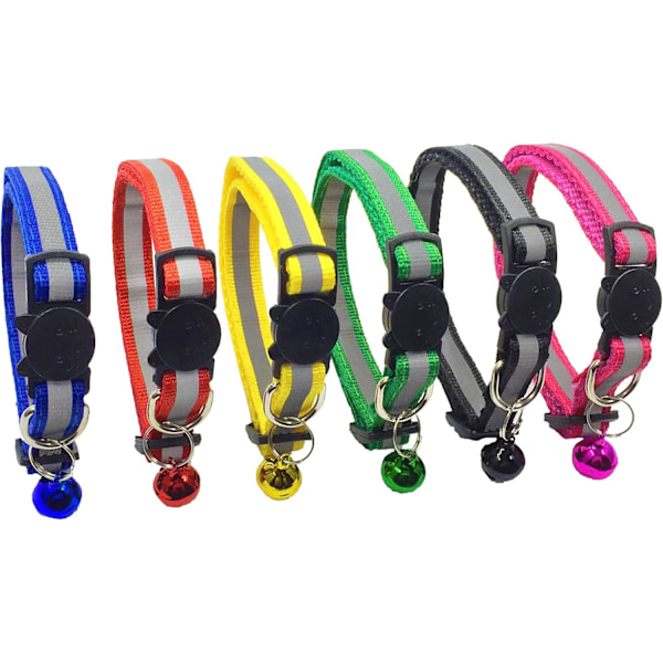 Halsband för katter i nylon, reflexremsa säkerställer synlighet, säkerhetsspänne för oöverträffad säkerhet, din katts nya bästa accessoar (6 färgalternativ)