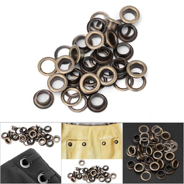 100 st mässingskläder DIY-verktyg stickningstillbehör rostskydd läderhantverk öljett (brons 4 mm)