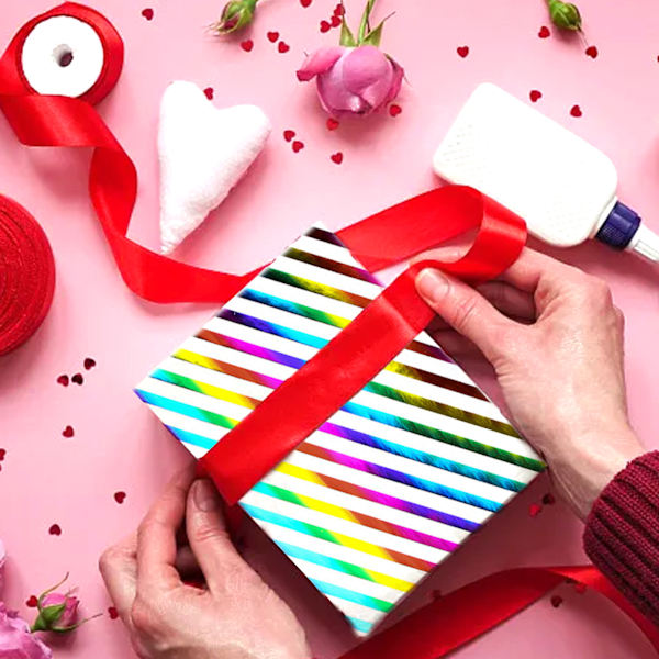 3 rullar presentpappersset, regnbågsglittrande presentpapper födelsedag, presentpapper för jul, födelsedag, barndagen, mors dag