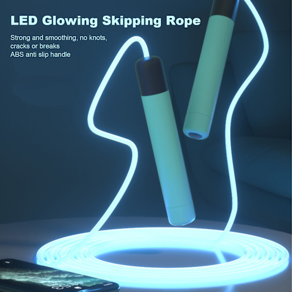 Lysande Hopprep 2,8 Meter Cool Unik LED Luminous Hopprep med ABS Anti Slip HandtagBlå