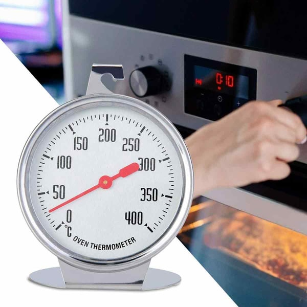 Ugnstermometer Temperaturindikator Direktläsningstermometer Rostfritt stål Sond Stativ Uppringning Stor mätare Köksbakningstillbehör