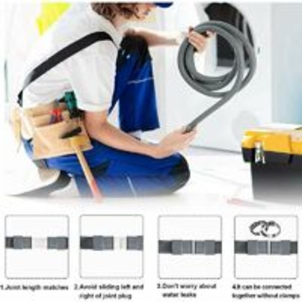 2M tvättmaskin vatten slang förlängning, diskmaskin slang förlängning, tvättmaskin slang, universell avlopp flexibel förlängningssats för tvättmaskin