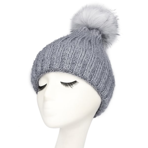 Unisex vintermössa | bobble hatt | Fleecefodrad mössa, grå