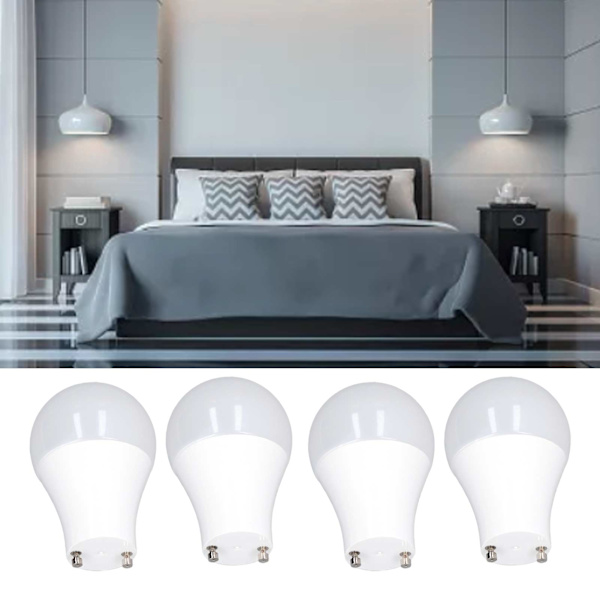4 st GU24 LED-lampor med hög ljusstyrka, energibesparande A19-lampa för sovrum, kontor, 120 V, 9 W, kallvitt 5000 K