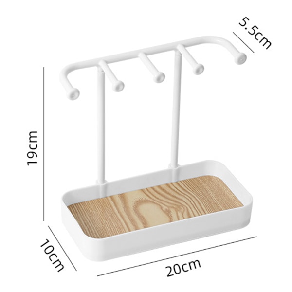 Smyckesställ för skrivbord Utrymmesbesparande PP Multifunktionell Smyckesorganisator för Örhängen Halsband Armband Vit