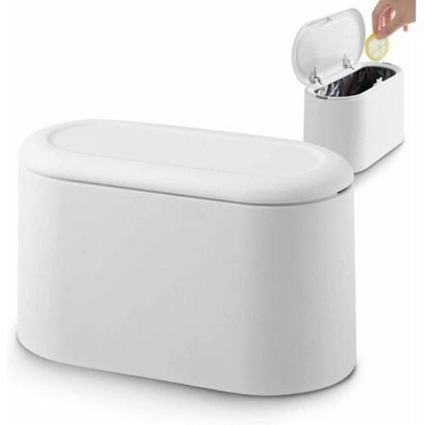 Sopkorg Push Sopkorg Bord Sopkorg Vit Mini Bänkskiva Sopkorg Liten Bordskiva Sopkorg för Kök Badrum Kontor Säng Luktbeständig