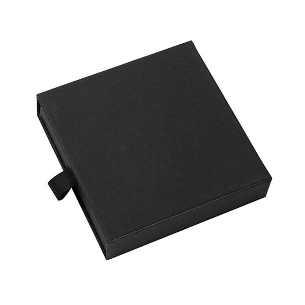 Smyckeskrin i kartong för armband och halsband, stilren förpackningslösning med låddesign, klassisk svart färg