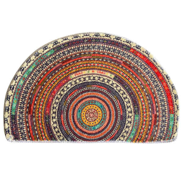 Halvrund dörrmatta, halvrund badrumsmatta, mandala boho bohemisk halkfri välkomstmatta, absorberande badrumsmatta i mikrofiber