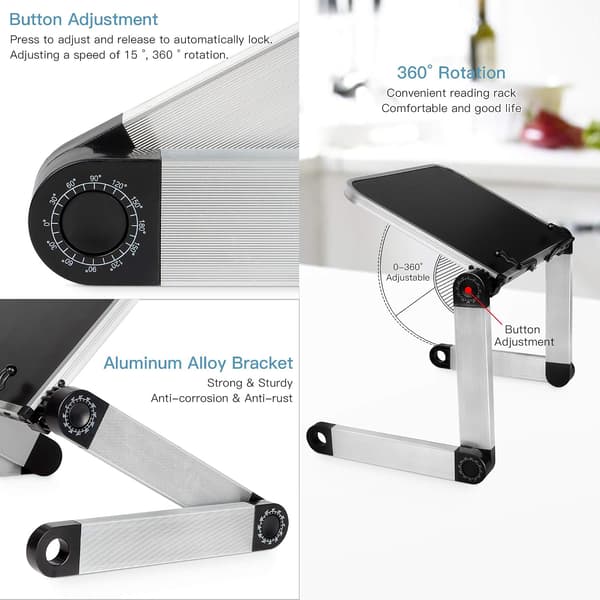 Justerbart bokstöd med hopfällbar design, stöder tunga böcker och bärbara datorer, ergonomisk design för bekväma lässessioner, multifunktionell användning för