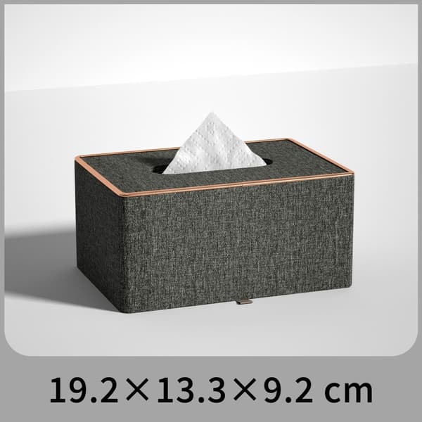 En linne vitguld kant liten storlek tissuebox, läder kosmetisk