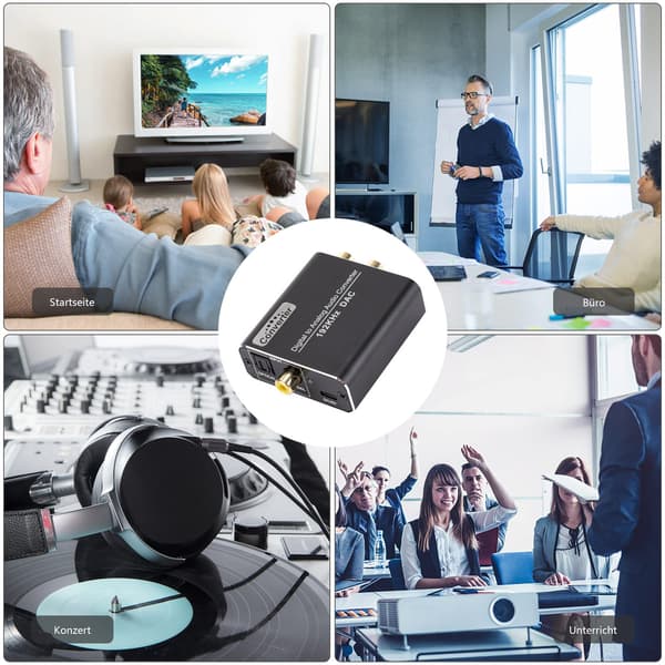 Audio Conversion Genius, Digital til Analog Koaksial Optisk Adapter i Aluminium, Ren Lyd, Anti-Interferens, 192KHz Sampling, Plug &amp; Play til Bred