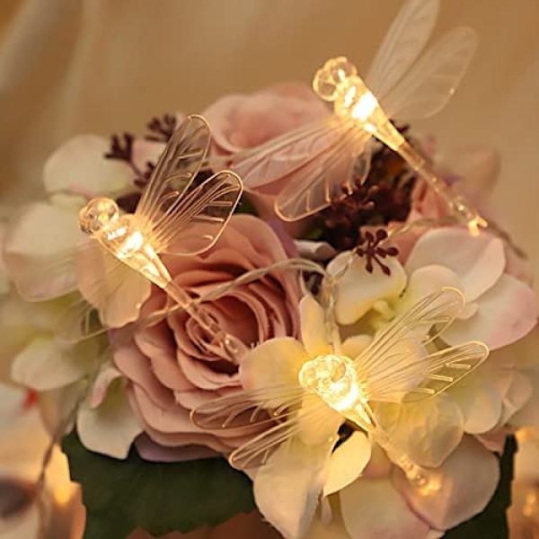 Dragonfly Fairy Lights 10 Feet 20 LED Retro Style Koppartråd Fjäril Fairy Lights, Batteridriven Julgran Trädgård Bröllop Jul