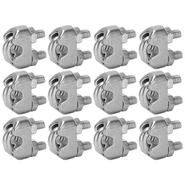 Wire Rope Clamp, Rostsäker Kabelklämma för Temporära Räcken, Hållbart 304 Rostfritt Stål, Halkskyddande Spår, Perfekt för Att Fästa Kablar