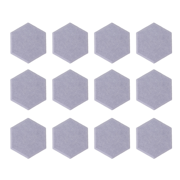 12 st Hexagon Akustikpaneler Hög Densitet Ljudabsorberande Paneler Ljudisolerade Snedställda Kantväggspaneler 14x12x7cm Moonlight Grey