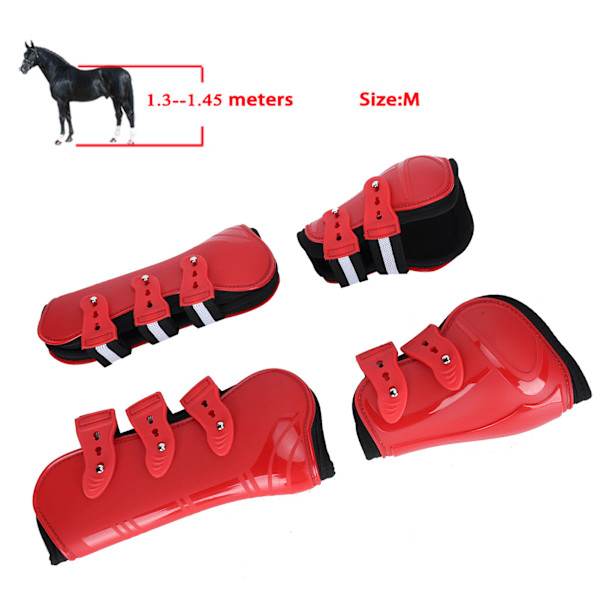 1Set PU Hästbensskydd Hinderr Bensskydd Förtjockade Leggings med Mjukt Foder Röd M