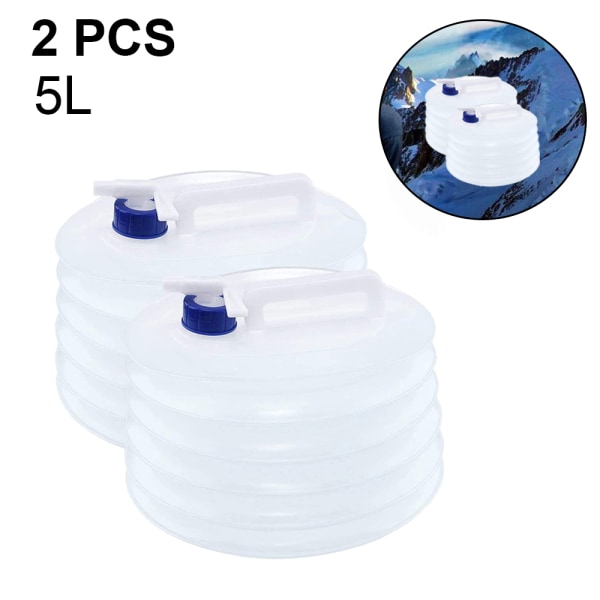 Hopfällbar vattenbehållare med kran, 5L BPA-fri för utomhusbruk