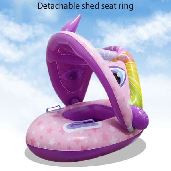 Baby Pool Float med avtagbar solskydd Cartoon uppblåsbar simring Baby Pool Float Ring