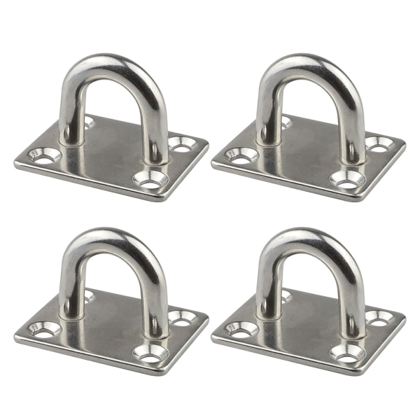 M8 Heavy Duty Pad Eye Plate, 304 rostfritt stål avlång platta, U-formad Clip Ring Krokögla för Sail Shade Marine Hardware, Wall Tak Hängmatta