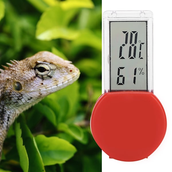 Reptil Terrarium Termometer Hygrometer Digital Display Husdjur Tank Temperaturmätare Röd