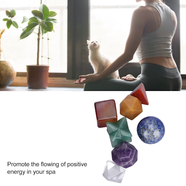 7 st chakra helande kristaller geometriska mönster form halvädelsten dekorativa positiva energikristaller prydnad färg blandad