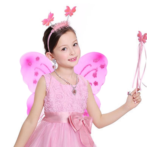 Fairy Butterfly Wing Fjärilsstav och pannband för flickor