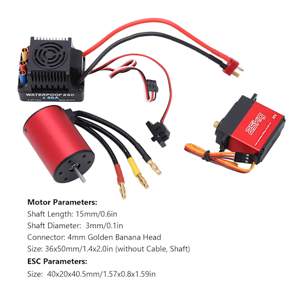 S3650 3100KV borstlös motor 60A borstlös ESC med 25 kg metallservo-kombination för 1/8 1/10 2S-4S RC-bil