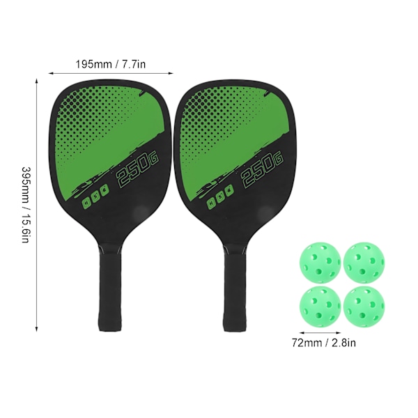 Pickleball Set Bärbar Pickleball 2 Paddlar och 4 Bollar Set med Förvaringsväska för Utomhussporter