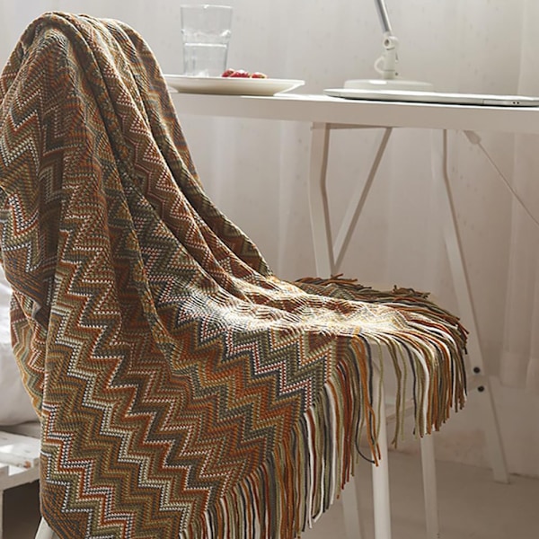 Året-runt Boho-filt, Elegant & Distinkt Mönster, Mjuk Bekväm Lättviktig för Inomhus- & Utomhusbruk, Lätt att Rengöra, Generös Storlek, Perfekt
