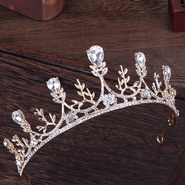 Snöspetskristaller prinsessa krona, krona pannband bröllop tiara bröllopsring tiara för bröllopstävlingar för bröllopsfest scenframträdanden